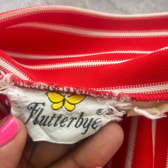 60’s Flutterbye red striped tunic dress short sleeve authentic vintage style, - Picture 3 of 9